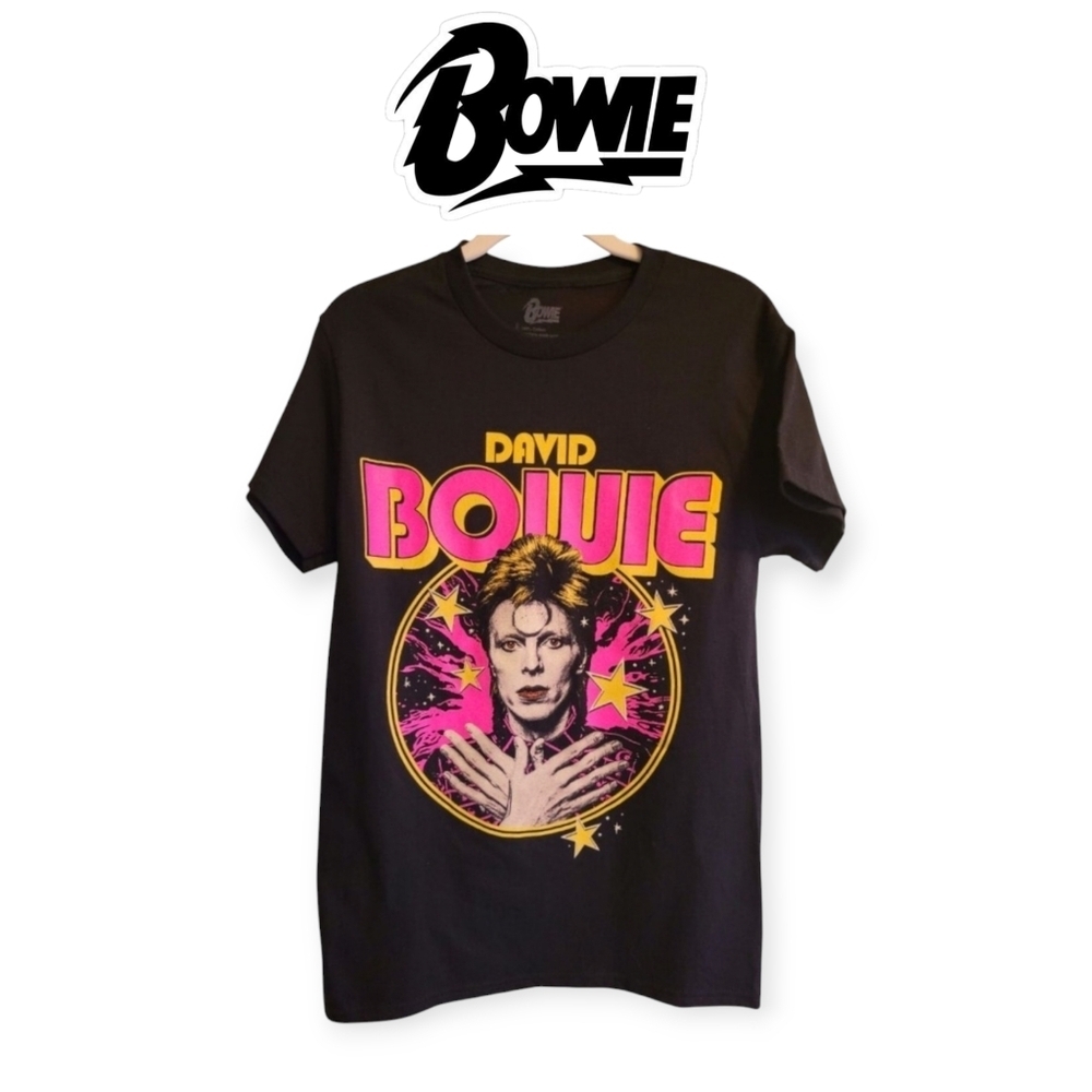David Bowie Space Oddity Black Graphic T-Shirt 100% Cotton Women's Size S NWOT